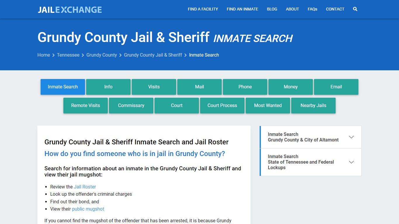 Inmate Search: Roster & Mugshots - Grundy County Jail & Sheriff, TN