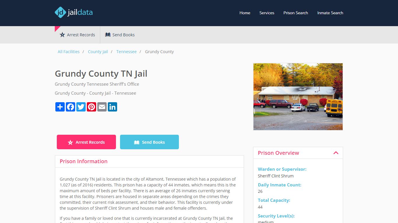 Grundy County TN Jail Inmate Search and Prisoner Info - Altamont, TN